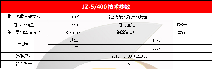 凿井绞车参数